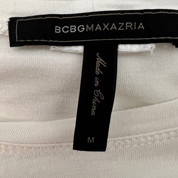 BCBGMaxAzria Womens Long Sleeve Tunic Size Medium White Asymmetric Mesh Hem - Picture 5 of 5